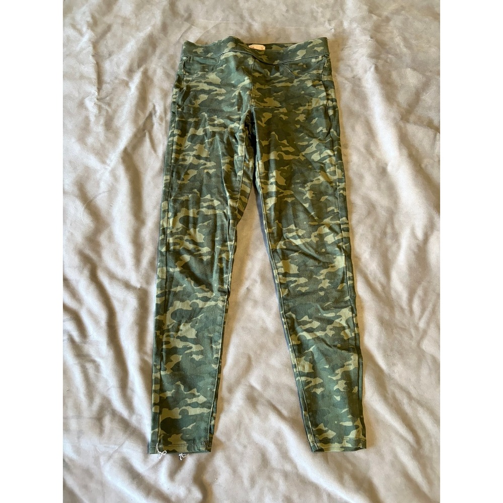 SO Green Camouflage Print Stretch Leggings Girls Size 16 Pull On Camo Pants